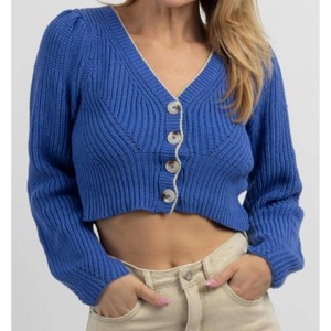 Women's CROPPED BUTTON CARDIGAN - PAPERMOON - 1 of 4