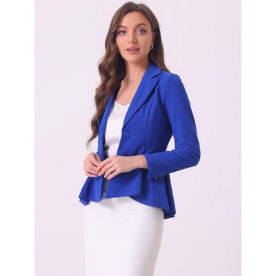 Allegra K Women's Dressy Single Button Business Casual Work Peplum Blazer Royal Blue Large — фото 4