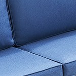 blue cushion/brown wicker