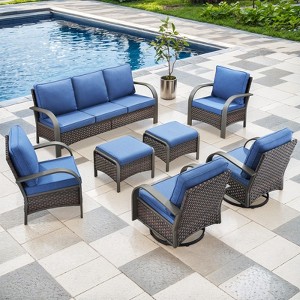 Buenhomino Outdoor Patio Furniture Set-7 Pieces All-Weather Wicker Outdoor Furniture with Patio Swivel Chairs Outdoor Patio Conversation Sets - 1 of 4