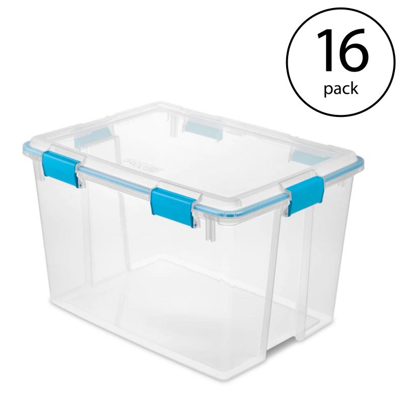 Sterilite 80 Quart Clear Plastic Stackable Storage Container Box Bin with Air Tight Gasket Seal Latching Lid Long Term Organizing Solution, 3 of 8