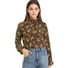 Allegra K Women's Boho Vintage Ruffled Neck Keyhole Back Floral Blouse - 3 of 4