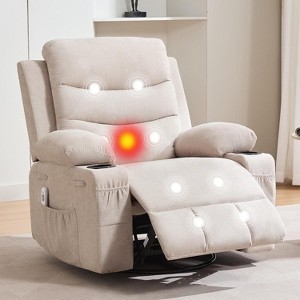 Power Lift Recliner Chair for Elderly with Massage and Heat, Swivel Rocker Recliner with Soft Padded Upholstery, Side Pocket & Cup Holders - 1 of 4