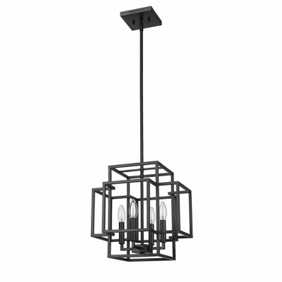 Contemporary Titania Matte Black 14" Geometric Pendant Light