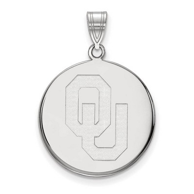 Black Bow Jewelry 14k White Gold Oklahoma Sooners NCAA Large Pendant