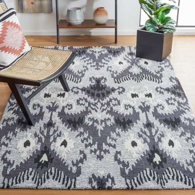 Grey and Black Hand-Tufted Wool Rectangular Area Rug