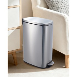 13 Gal Slim Kitchen Trash Can with Removable Inner Bucket & Soft Close Lid for Bathroom Living Room Office - 1 of 4