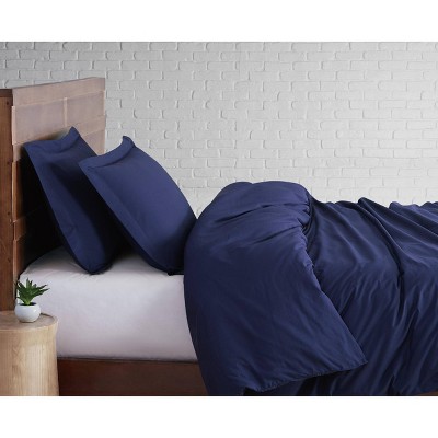 Navy Cotton Twin/Twin XL Duvet Cover Set with Pillow Sham
