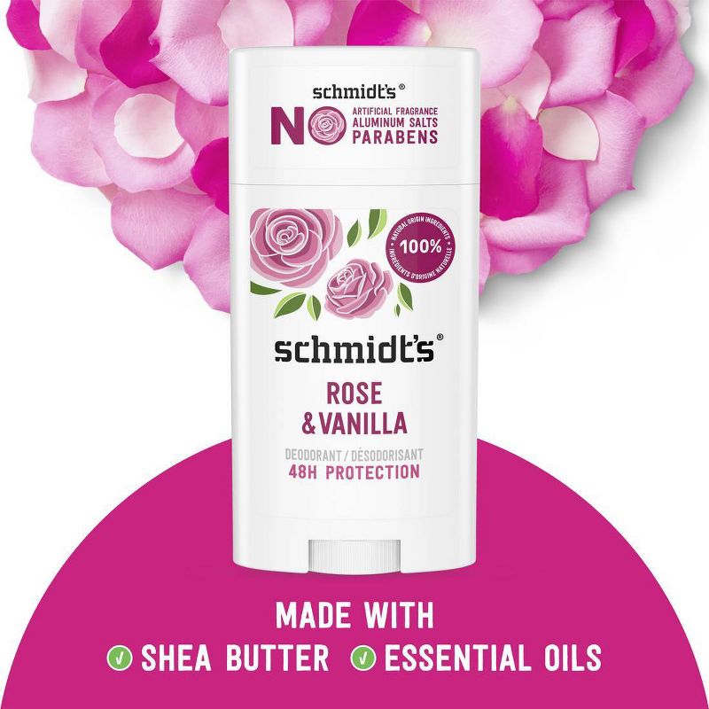 Schmidt&#39;s Rose + Vanilla Aluminum-Free Natural Deodorant Stick - 2.65oz, 5 of 15