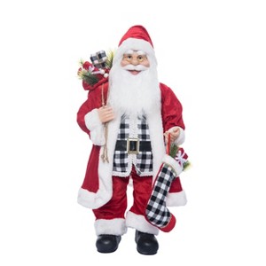 Season's Designs Christmas 24" Red Santa W/ Black/Whit Holding A St - 1 of 1