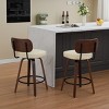 Set of 2 Swivel Counter Height Bar Stools,Faux Leather Bar Chairs with Bentwood Legs,Modern Bar Chairs Island Stools for Kitchen-Coolbibila - 3 of 4
