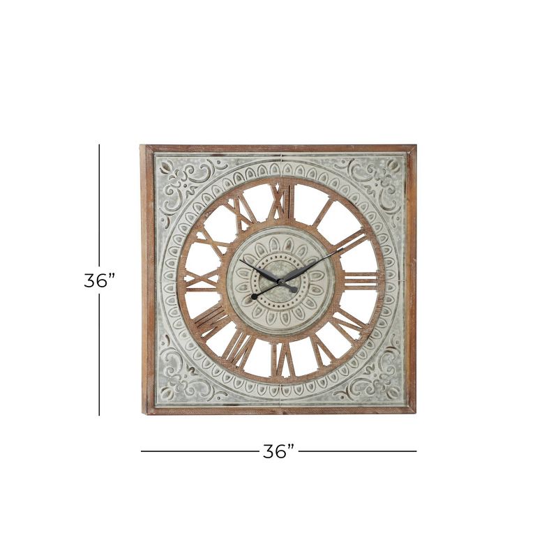 Metal Scroll Wall Clock with Embossed Metal Brown - Olivia &#38; May, 3 of 8