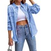 Clearlove Womens Denim Jacket Coat Distressed Jean Jackets Button Up Vintage Western Trucker Jacket Frayed Hem Pockets - 3 of 4