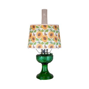 Aladdin Emerald Lincoln Drape Table Oil Lamp with Summer Sunflower Shade, Brass - 1 of 3