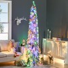 HOMCOM 7 FT Pencil Prelit Artificial Christmas Tree Holiday Decoration with Snow-flocked Downswept Branches, Warm White or Colorful LED Lights - image 3 of 4