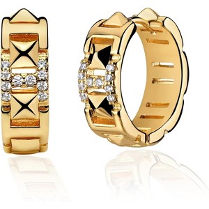 Cubic Zirconia Huggie Earrings 14k Gold Plated Tiny Earrings Small Huggie Hoop Earrings Simple Lightweight Hoops Gift for Women - 1 of 4