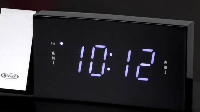 JENSEN Digital Dual Alarm Projection Clock Radio - Black (JCR-238), 2 of 7, play video