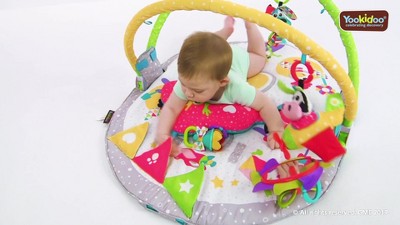 Yookidoo Baby Gym Lay to Sit-Up Playmat. 3-in-1 Newborns Activity Center  with Tummy Time Toys, Pillow & Infant Miror. 0-12 Month