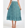 Coolmee Women's Maternity Boho Maxi Skirt Floral Smocked Elastic High Waist Pleated A-Line Ruffle Flowy Long Skirts - 2 of 2