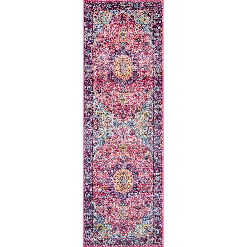 2'6inx6' Runner Verona Vintage Persian Style Area Rug Pink - nuLOOM