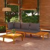 vidaXL Patio Lounge Set Chaise Lounge Outdoor Furniture Chair Acacia Wood - Dark Gray Corner + Bench + Table - 2 of 4