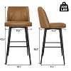 Vipbear Counter Height Swivel Bar Stools Set of 2, Upholstered Fabric Bar Stools with Backs, Metal Base, 26.9"/30.1" Seat Height - 3 of 4