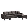 Modern 4-Seater L-Shaped Sectional Sofa, Brown PU Leather with Cup Holders - 3 of 4