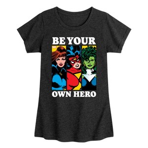 Girls' - Marvel - Be Your Own Hero Fitted Short Sleeve Graphic T-Shirt - 1 of 4