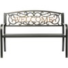 Steel Outdoor Patio Garden Park Seating Bench with Cast Iron Welcome Backrest, Front Porch Yard Bench Lawn Decor - 2 of 4