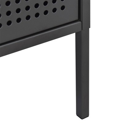 Gemma Contemporary Gray Metal Nightstand with USB Port