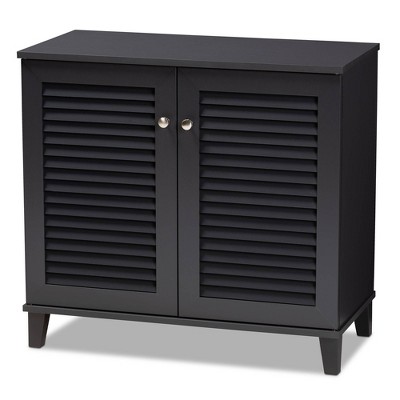 Shelf Wood Shoe Storage Cabinet Coolidge Finished Dark Gray