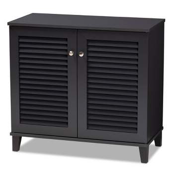 Shelf Wood Shoe Storage Cabinet Coolidge Finished Dark Gray - Baxton Studio