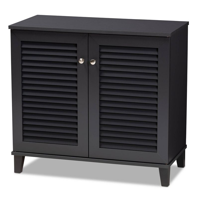 Shelf Wood Shoe Storage Cabinet Coolidge Finished Dark Gray - Baxton Studio, 1 of 12