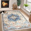 Area Rug, Washable Rug - 8x10 Non-Slip Low Pile Thin Vintage Floral Accent Carpet for Living Room, Bedroom, Home Office, Dining Room - 2 of 4