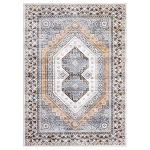 Washable Area Rug Non Slip Rug Vintage Printed Accent Rugs Low Pile Foldable Traditional Rug Oriental Medallion Carpet for Bedroom Living Room - 1 of 4