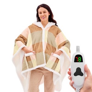 Inhand Wearable Heated Throw Blanket Shawl - 50"x60" Flannel Electric Robe Blanket Hoodie for Winter 5-Position Timer 10 Heating Levels - 1 of 4