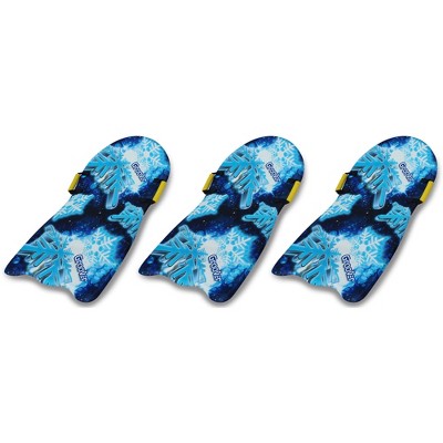 Flexible Flyer Snowflake Groover 42 Inch 1 Person Lightweight Foam Slider Snow Play Sleds with Handles for Adult & Kids Ages 5 & Up (3 Pack)