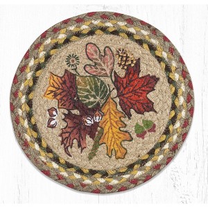 Earth Rugs Autumn Leaves Cotton Round Trivet – Farmhouse Seasonal Décor 10"x10" - 1 of 3