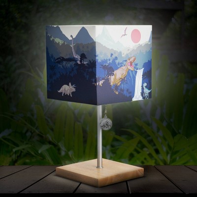 Jurassic Park Desk Table Lamp (Includes LED Light Bulb) Wooden Base with 3D Puller