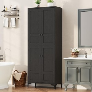 Storage Cabinet, Kitchen Pantry 5 Tier Bathroom Cabinet with 4 Doors Adjustable Shelves - 1 of 4