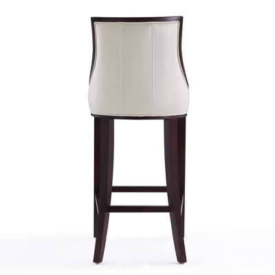 Set of 3 Pearl White Faux Leather Barstools with Beech Wood Frame