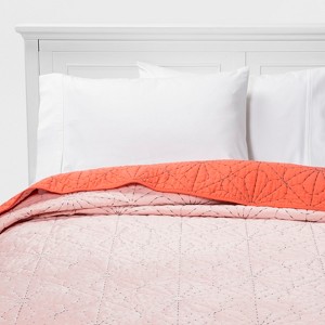 Full/Queen Velvet Stitch Quilt Orange - Pillowfort