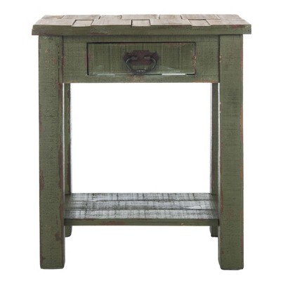 Alfred End Table with Storage Drawer - Antique Green - Safavieh