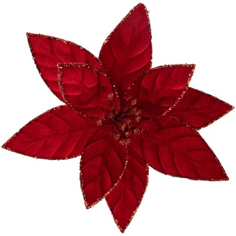 Collections Etc Faux Red & White Poinsettia Floral Picks With Ornaments 10  X 10 X 14 : Target