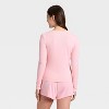 Women's Ribbed Long Sleeve Shirt and Shorts Pajama Set - Auden™ - 2 of 3