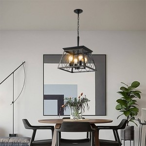 DOMETOUR Farmhouse Chandelier 4-Light Vintage Antique Fixture for Kitchen Dining Room Living Room Gold/Black (No Bulbs) NEW SKU:W1340P206637 - 1 of 4
