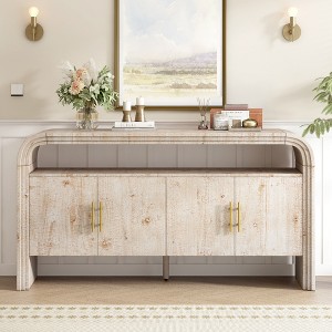 TV Stand Console Table for Entryway, Farmhouse Fir Veneer Accent Storage Cabinet, 4 Doors Sideboard Buffet Cabinet for Living Room, Dinning Room Home - 1 of 4