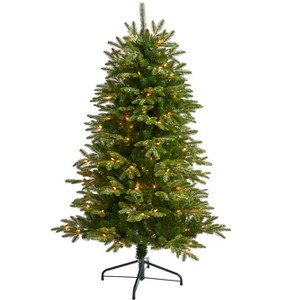 Nearly Natural 5-ft Snowed Grand Teton Artificial Christmas Tree with 150 Clear Lights and 462 Bendable Branches - 1 of 4
