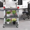 3 Tier Portable Collapsible Service Cart, Foldable Utility Carts, Rolling Cart with 360° Rotating Wheels, 2 Wheels with Brakes for Home Garage - 2 of 4