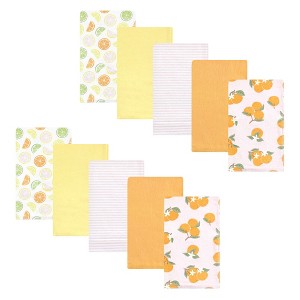 Hudson Baby Infant Girl Cotton Flannel Burp Cloths, Citrus Orange, One Size - 1 of 4
